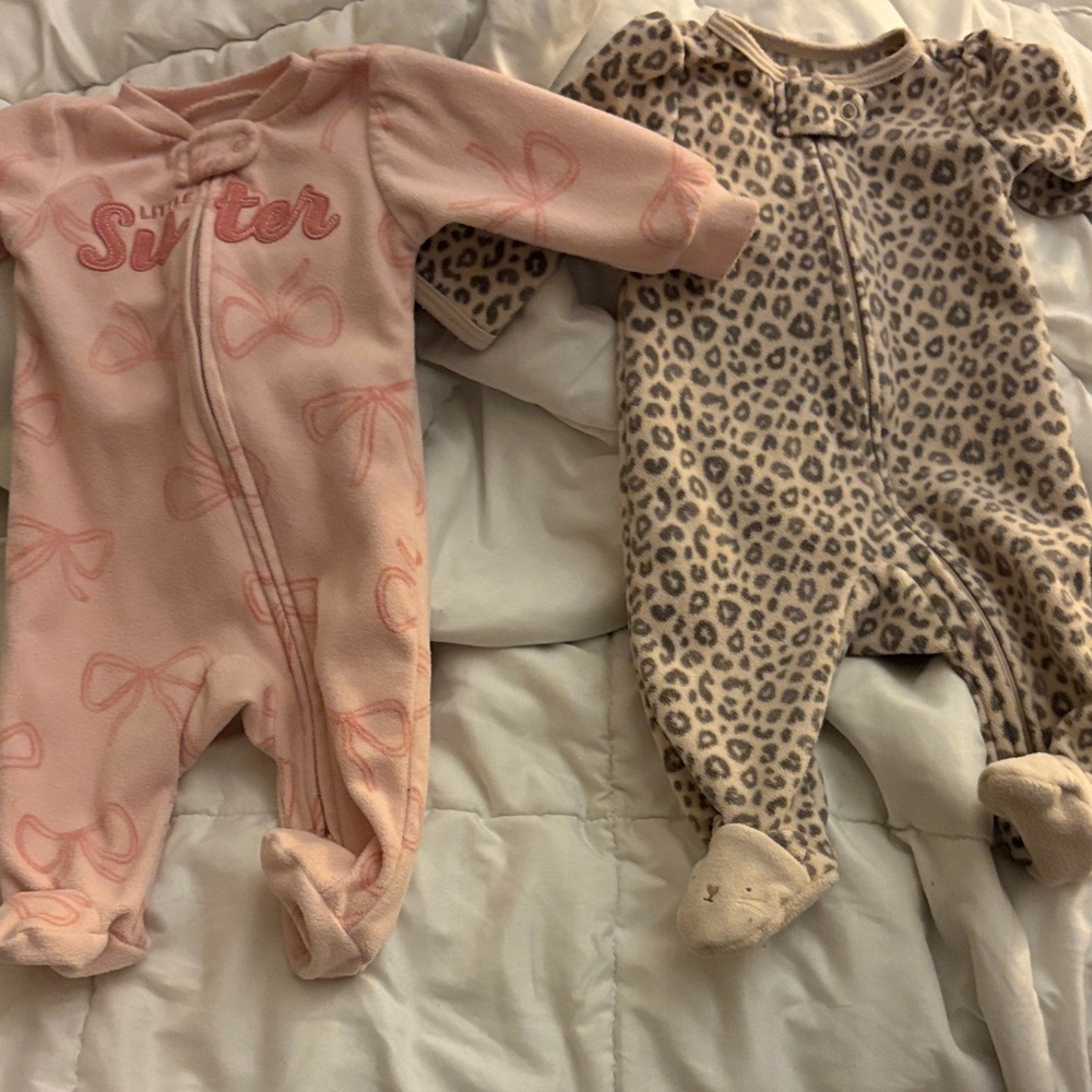Pink and Leopard Print Baby’s One Piece Set